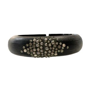 ALEXIS BITTAR Hand Carved Lucite Crystal Encrusted Hinge Bangle